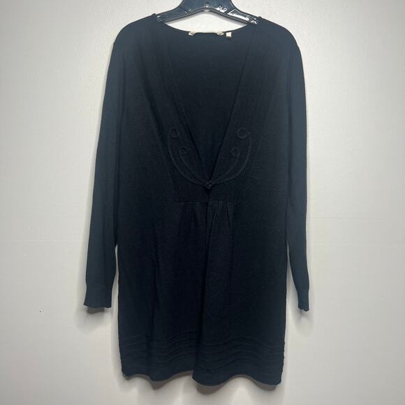 Soft Surroundings Women's Black Tunic Cardigan Sweater Sz M Button Closure Rayon - Picture 1 of 10